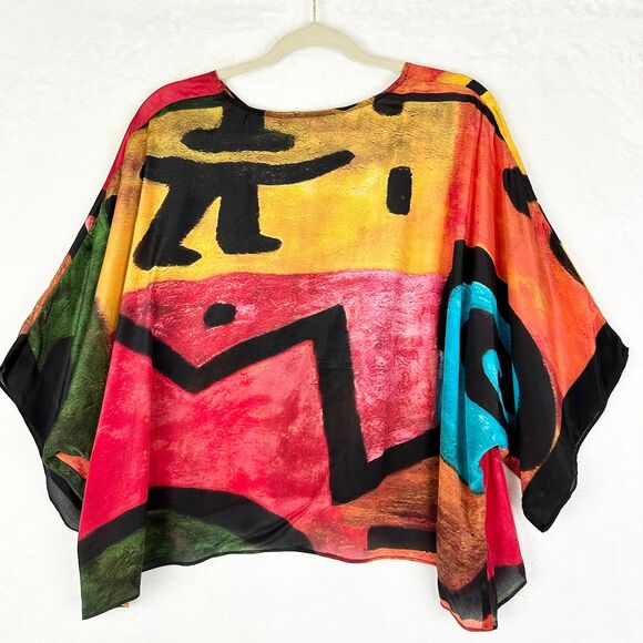 Cocoon House Silk Kimono Top One Size Festival Asian Artsu Art To Wear Lagenlook - Picture 3 of 5